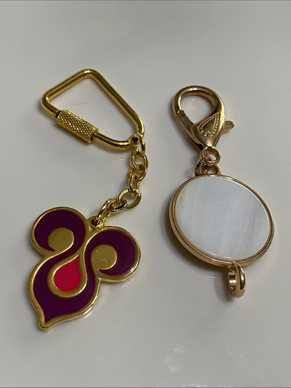Gold-Tone Keychain Charms MOP and Thai
